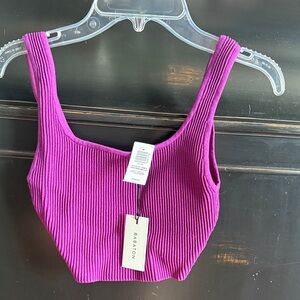 Babaton Fuchsia Ribbed Crop Top